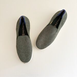 Rothy's The Sneaker in Safari Green Slip On Animal Print Sneaker